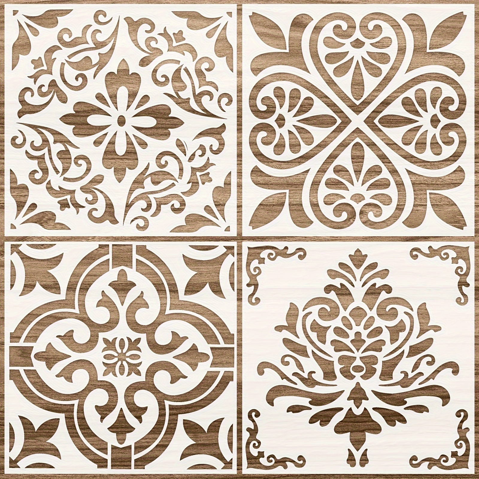 Art Craft Template - 4PCS Square Pattern Stencil Templates 11.8