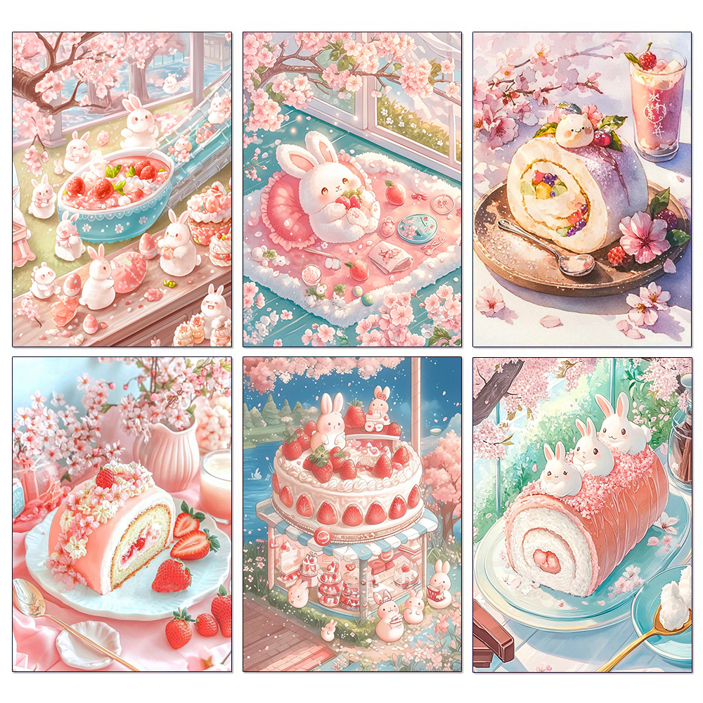 Art Craft Rabbit - 5D Diamond Painting Kits Food Cake