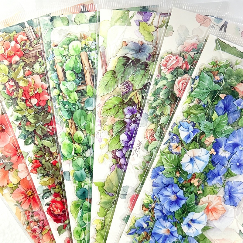Art Craft Notebook - 10Pcs PET Floral Trapezoid Stickers Transparent