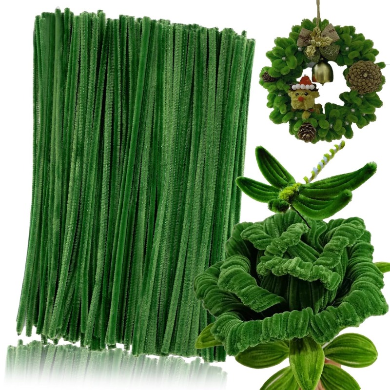 Art Craft Blend - 100 Pcs Green Pipe Cleaners, 12