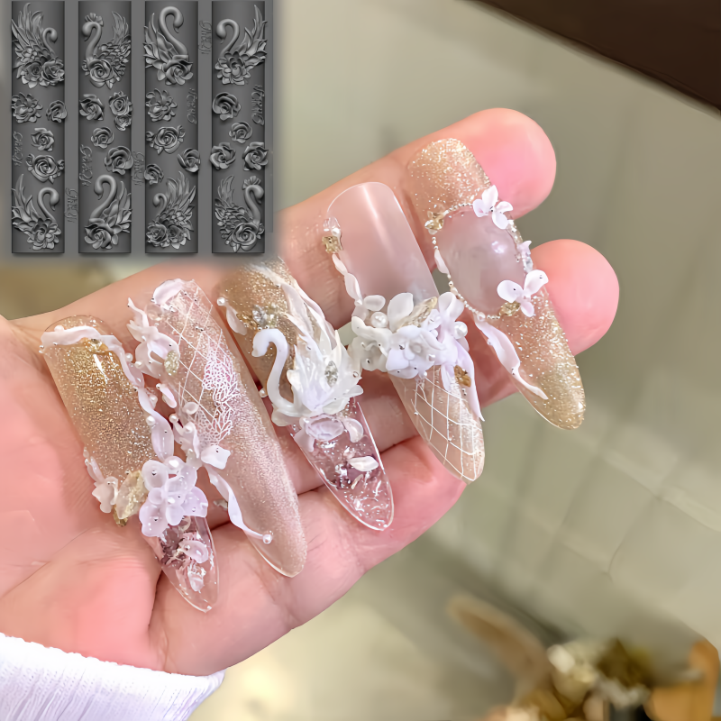 Art Craft Template - Elegant Swan Rose Bow 3D Flower