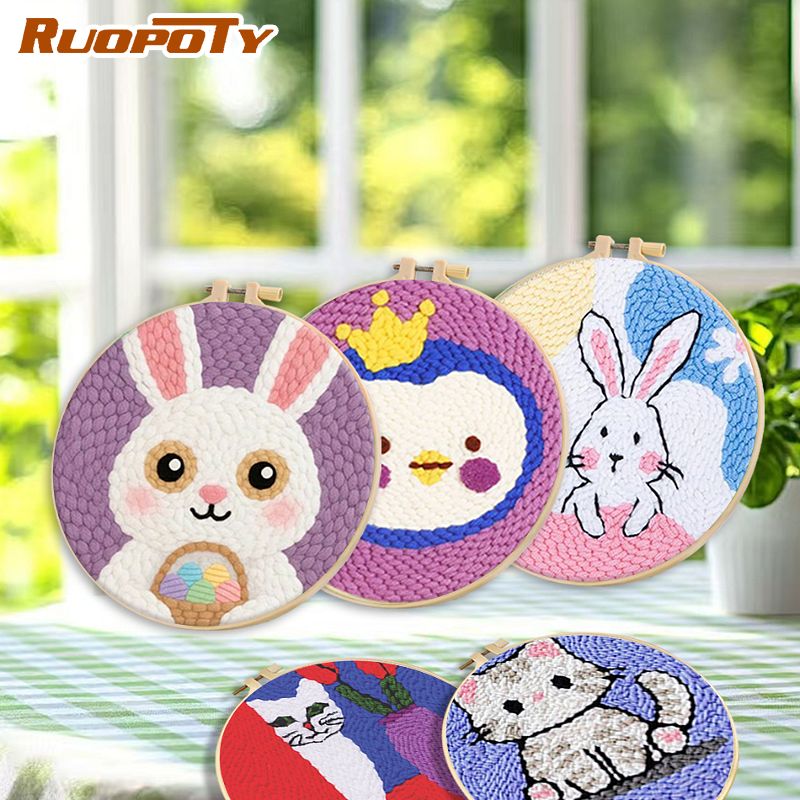 Art Craft Ideas With Paper - RUOPOTY Rabbit Punch Needle Kits Wall