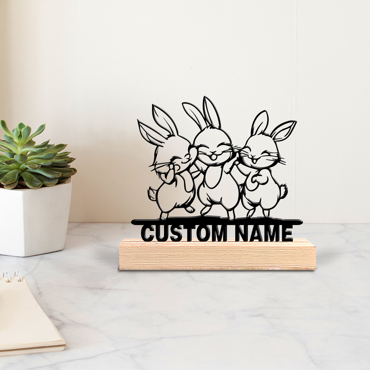 Art Craft Rabbit - 1pc Modern Rabbit Customized Text Tin