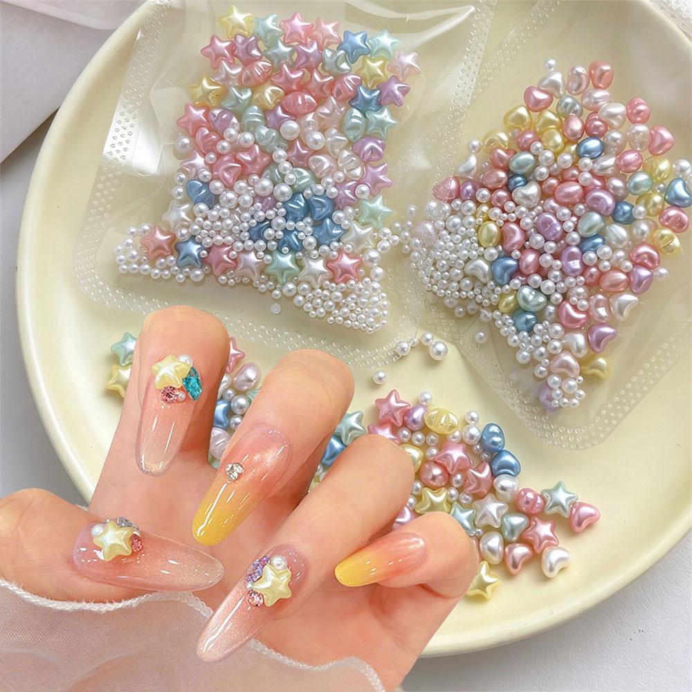 Art Craft Love - 50pcs Macaron Shimmer Star Heart Nail