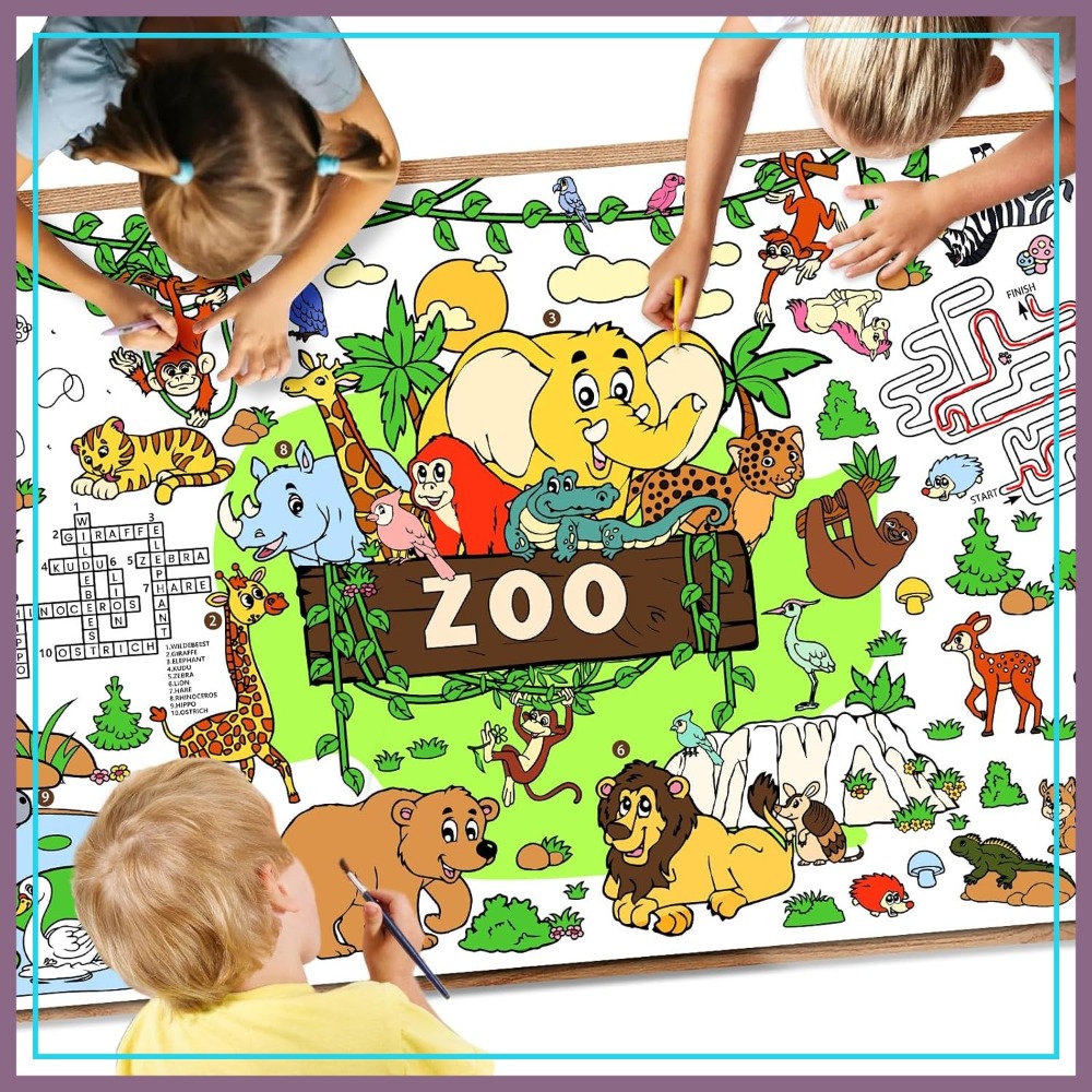 Art And Craft Zoo Animals - Giant Zoo Animal Coloring Poster 35x72Inch