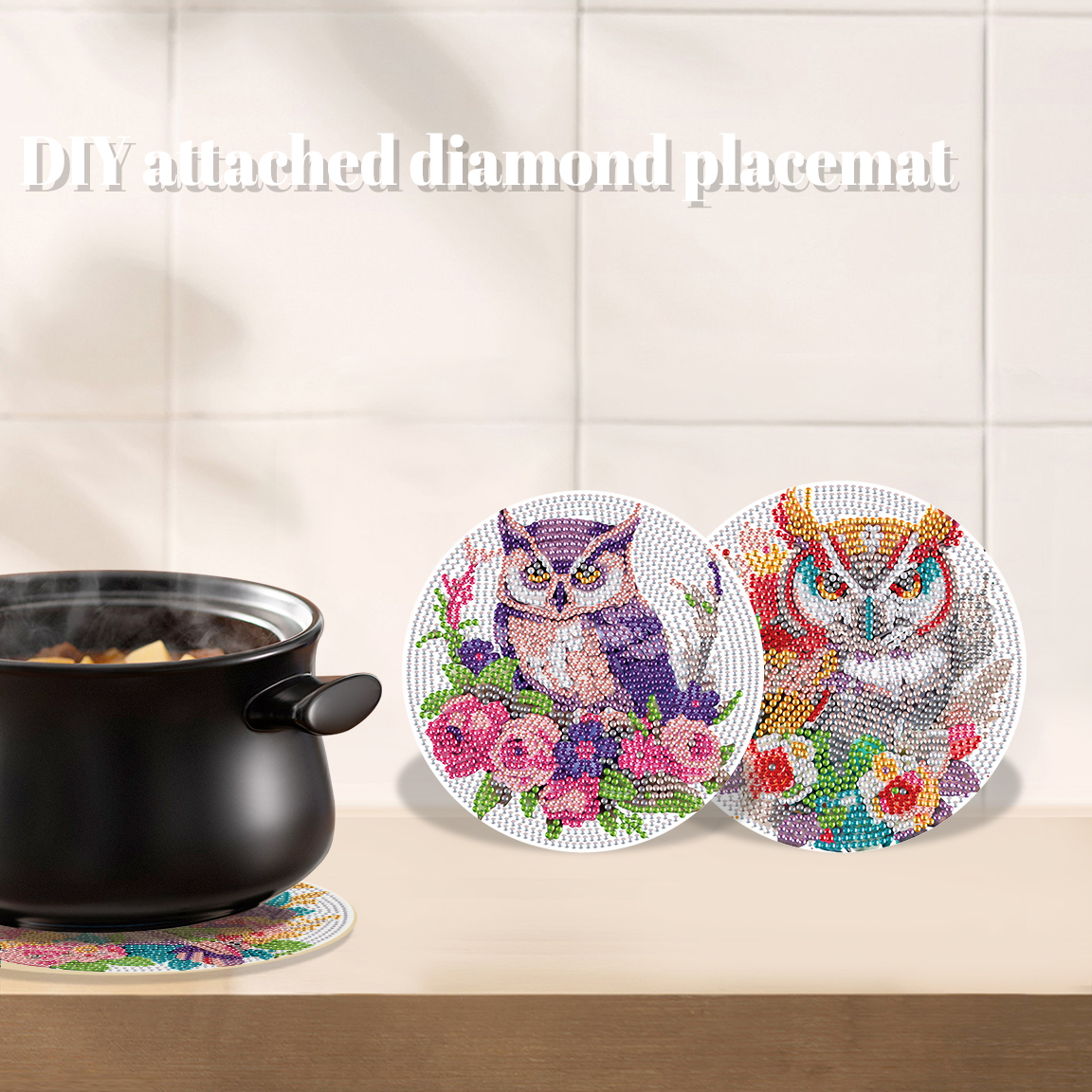 Art Craft Home - 3Pcs Diamond Art Painting Placemat kit,Colorful