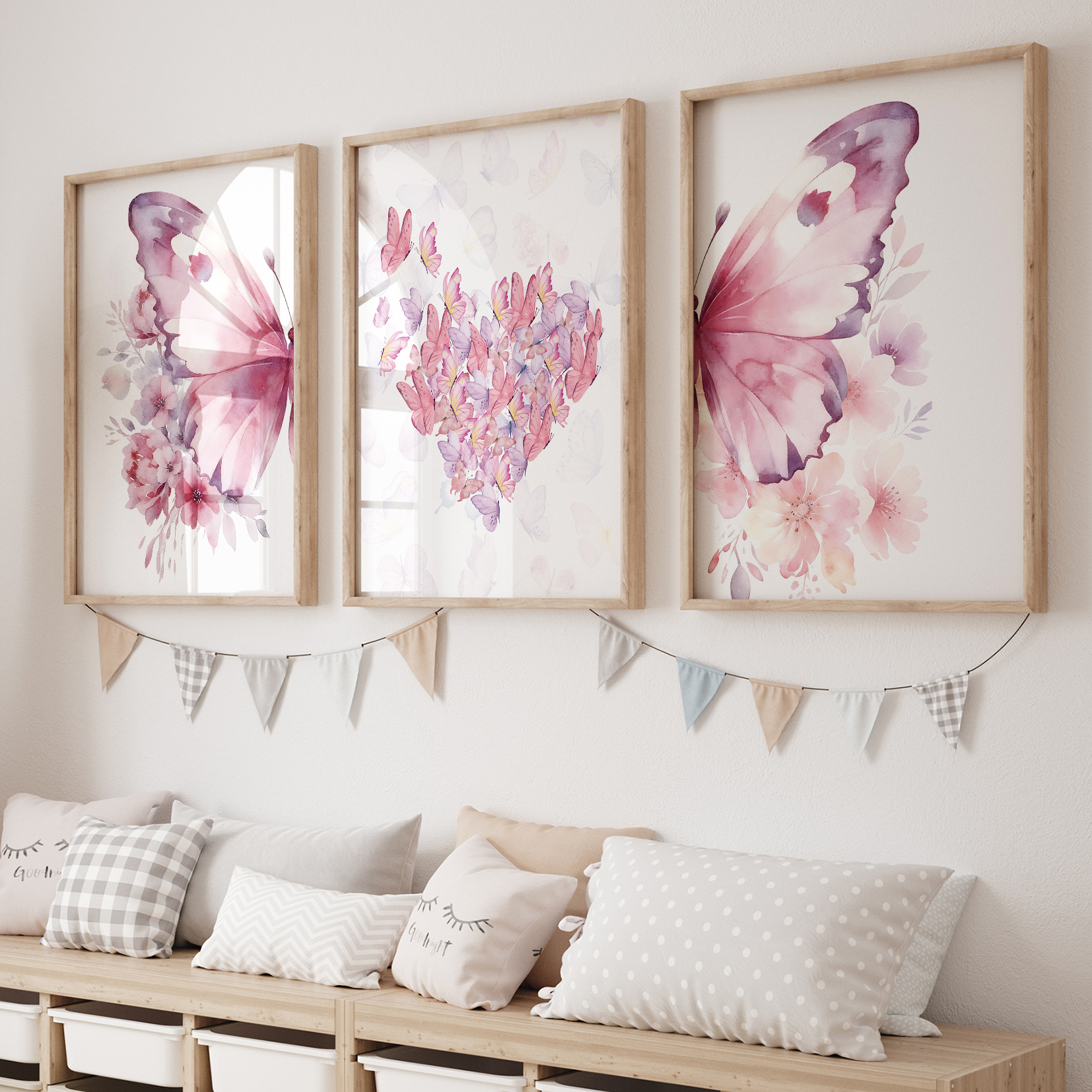 Art Craft Love - 3pcs Cartoon Children Pink Love Butterfly