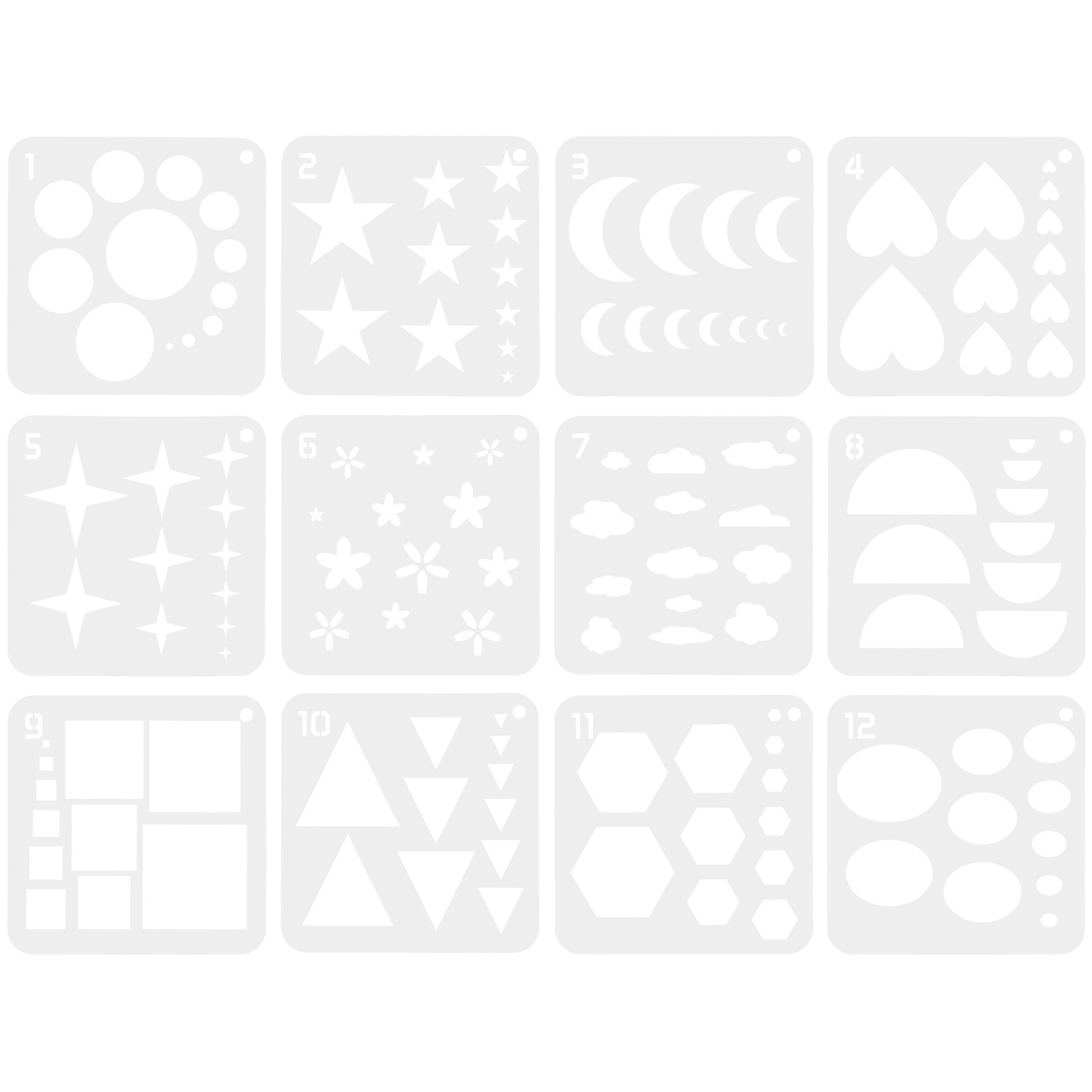 Art Craft Template - 12Pcs Geometric Art Stencils Reusable Plastic
