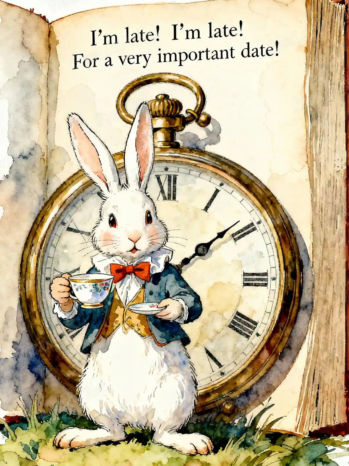 Art Craft Rabbit - White Rabbit Wonderland Pocket Watch Teacup
