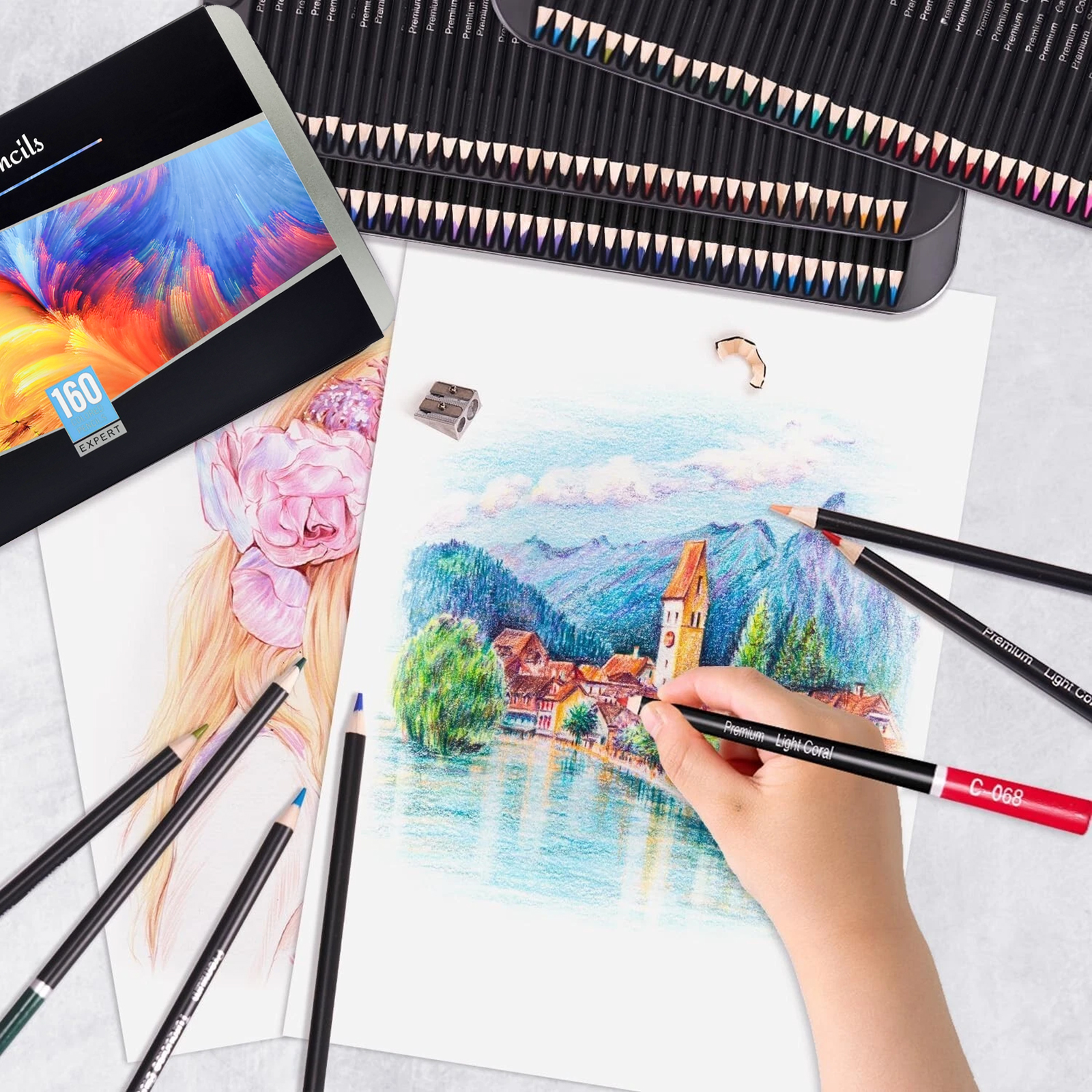 160 Artist Colored Pencils Set - Art Craft Blend บทวิจารณ์และราคา