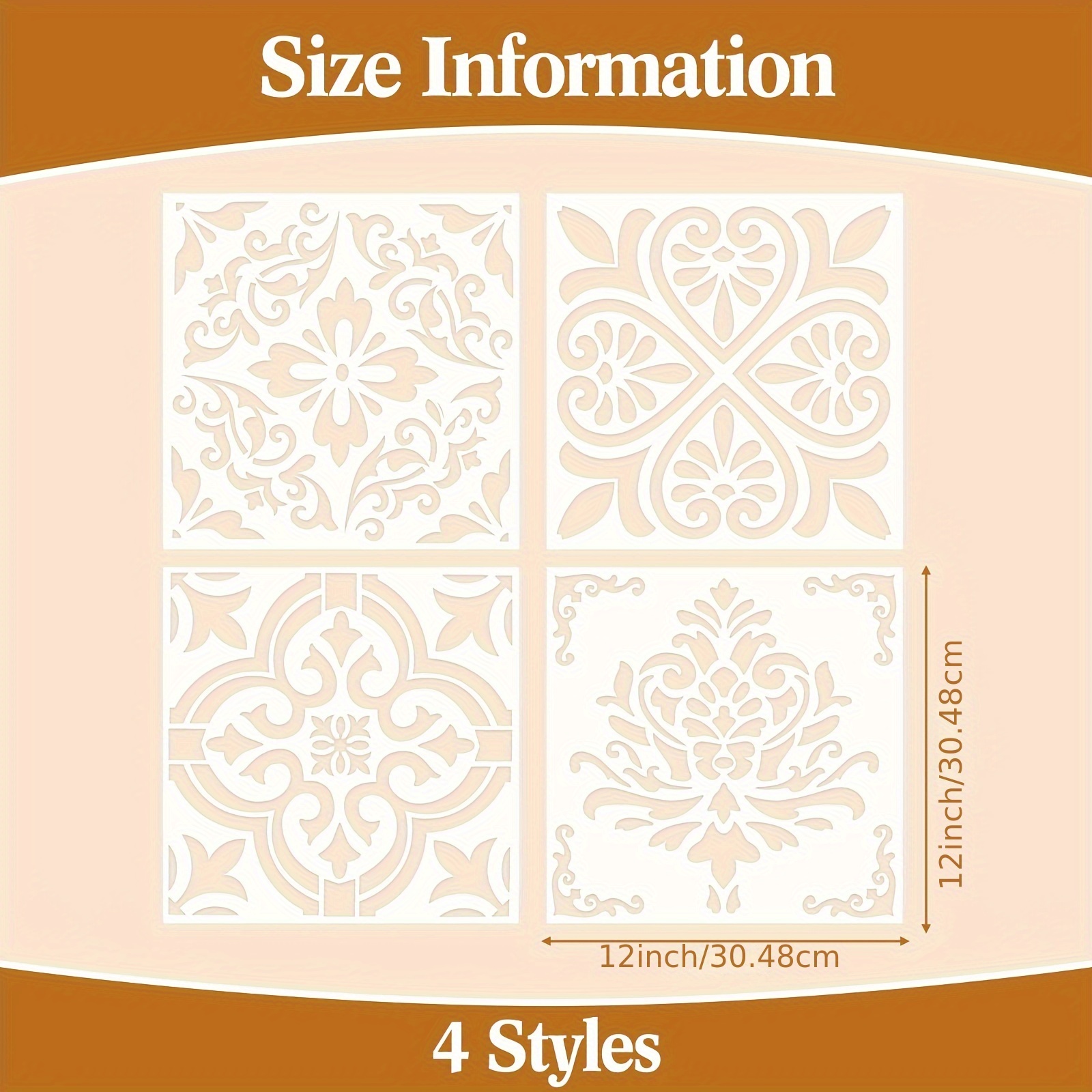 4PCS Square Pattern Stencil Te - Art Craft Template บทวิจารณ์และราคา
