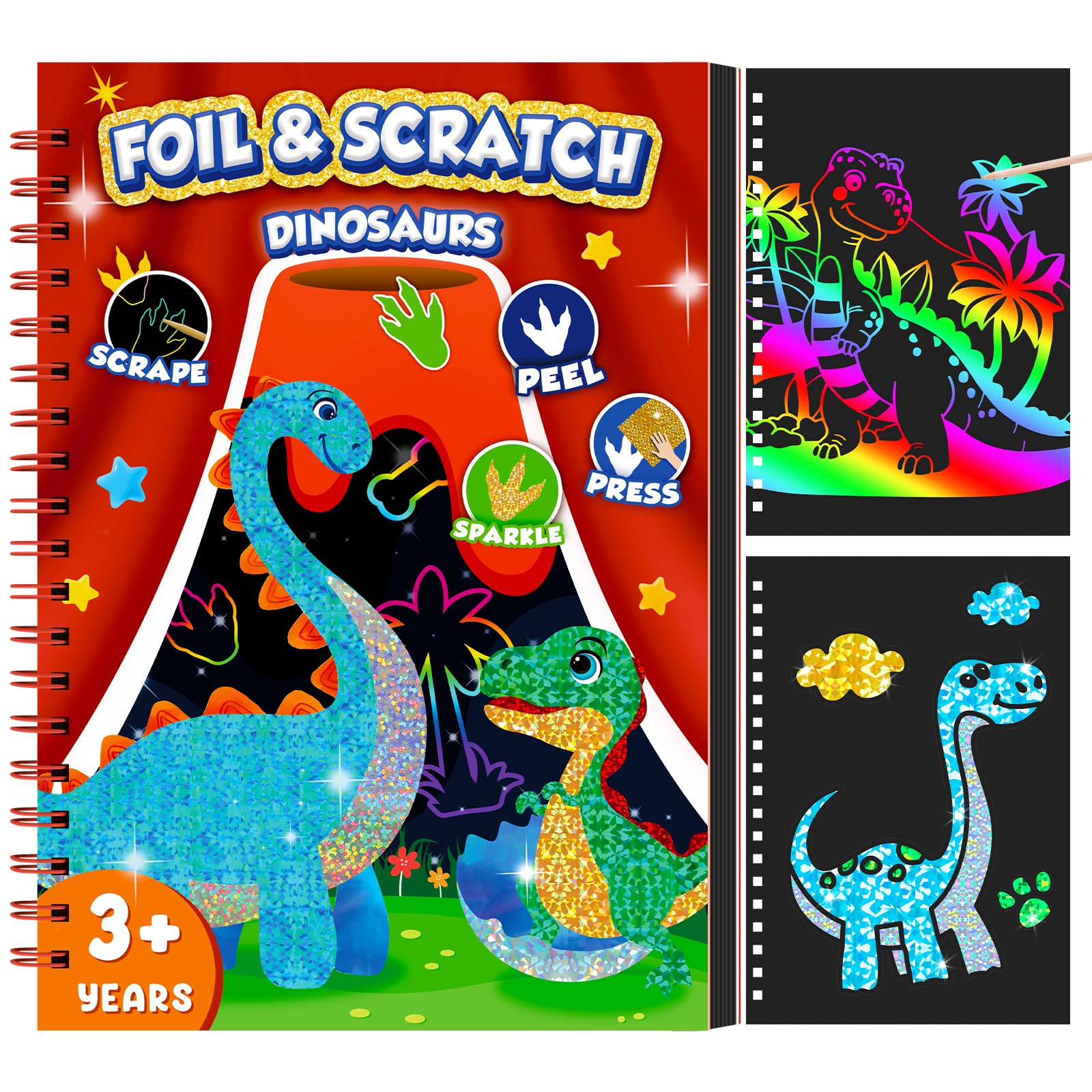 Dinosaur Scratch Art Book for  - Dinosaur And Craft บทวิจารณ์และราคา