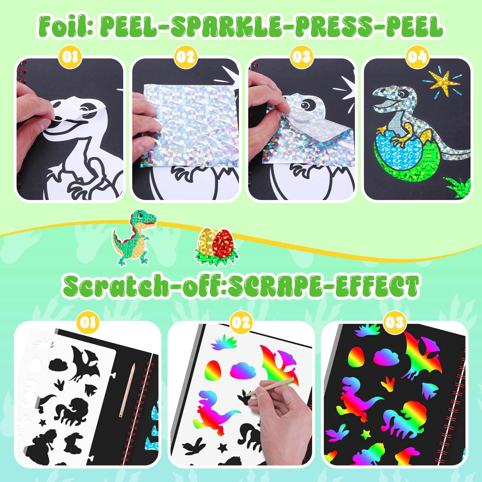 Dinosaur Scratch Art Book for  - Dinosaur And Craft บทวิจารณ์และราคา