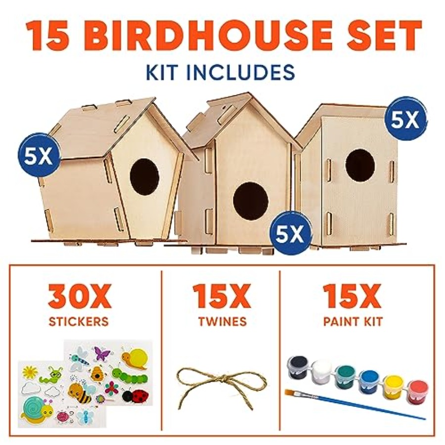 Kit - Unfinished Wood Bird Hou - Art Craft Project บทวิจารณ์และราคา