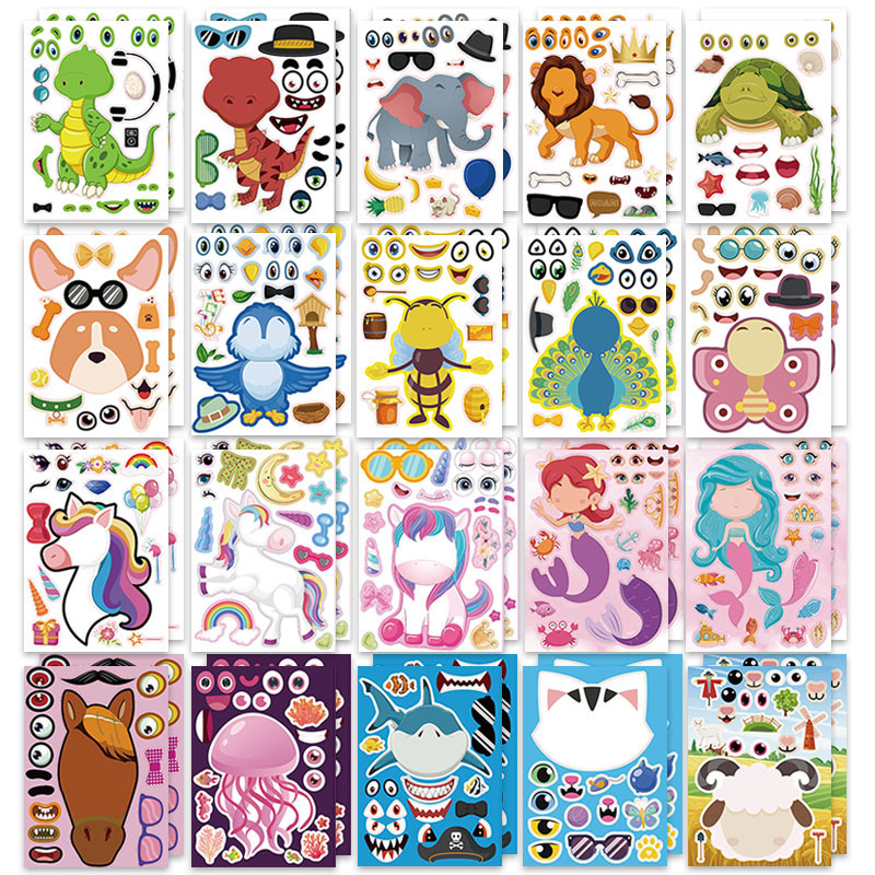 12/24 Sheets Make a Face Stick - Art And Craft Zoo Animals บทวิจารณ์และราคา