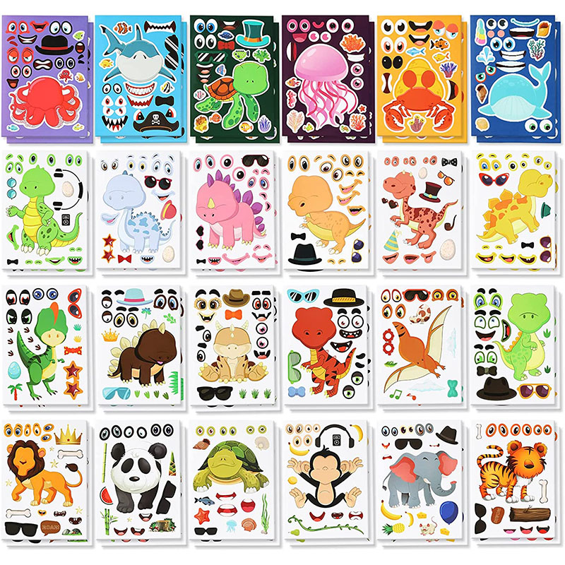 12/24 Sheets Make a Face Stick - Art And Craft Zoo Animals บทวิจารณ์และราคา