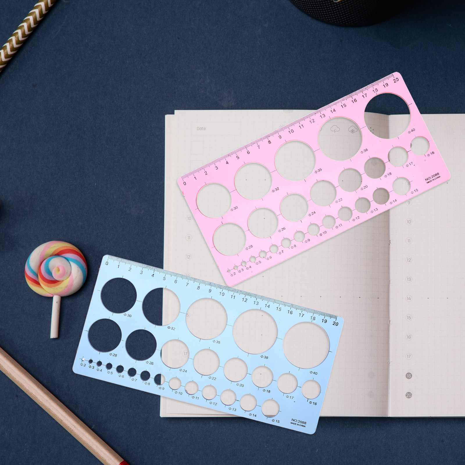 2Pcs Circle Template Ruler Geo - Art Craft Template บทวิจารณ์และราคา