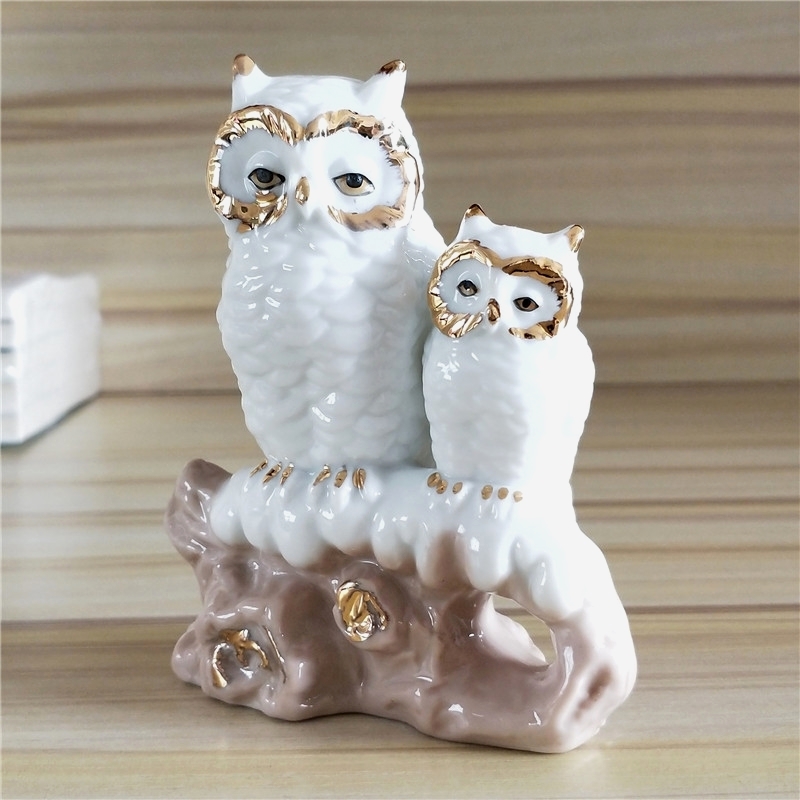 Gilt Porcelain Mother Owl Figu - Art And Craft For Mother'S Day บทวิจารณ์และราคา