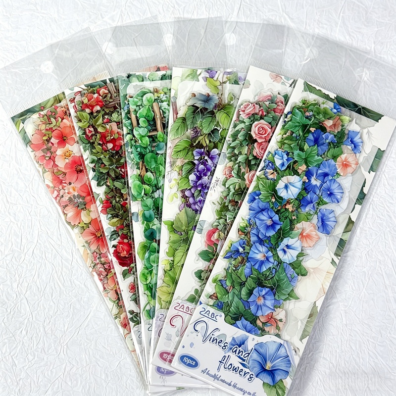 10Pcs PET Floral Trapezoid Sti - Art Craft Notebook บทวิจารณ์และราคา