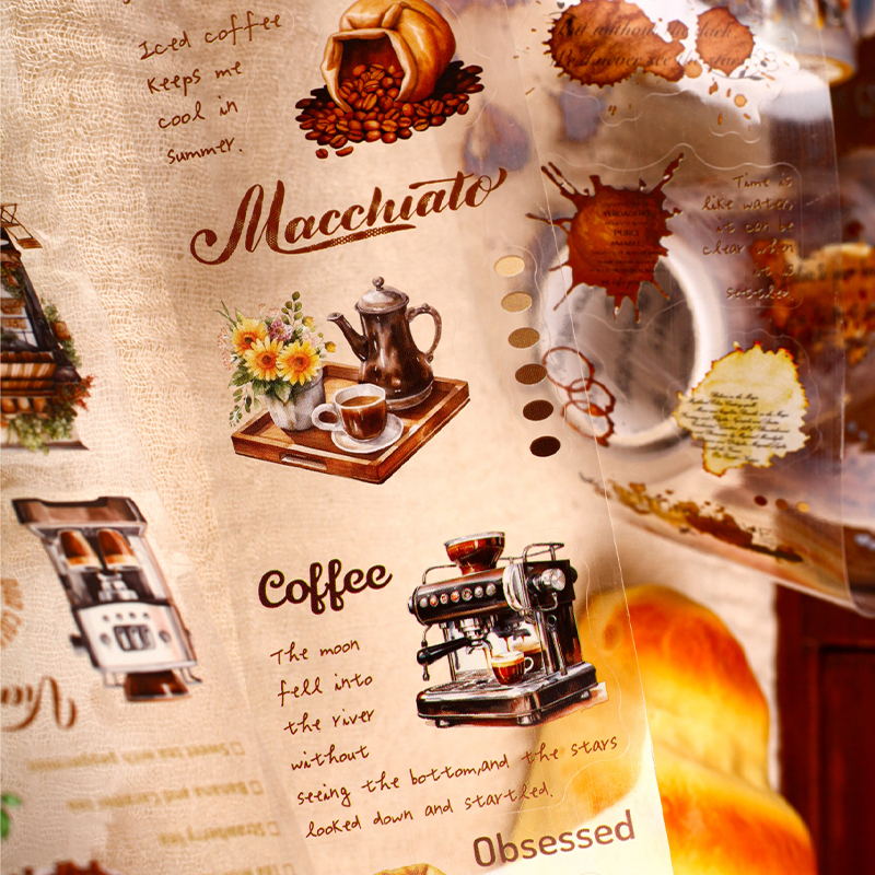 Vintage Coffee Themed PET Wash - Art Craft Notebook บทวิจารณ์และราคา