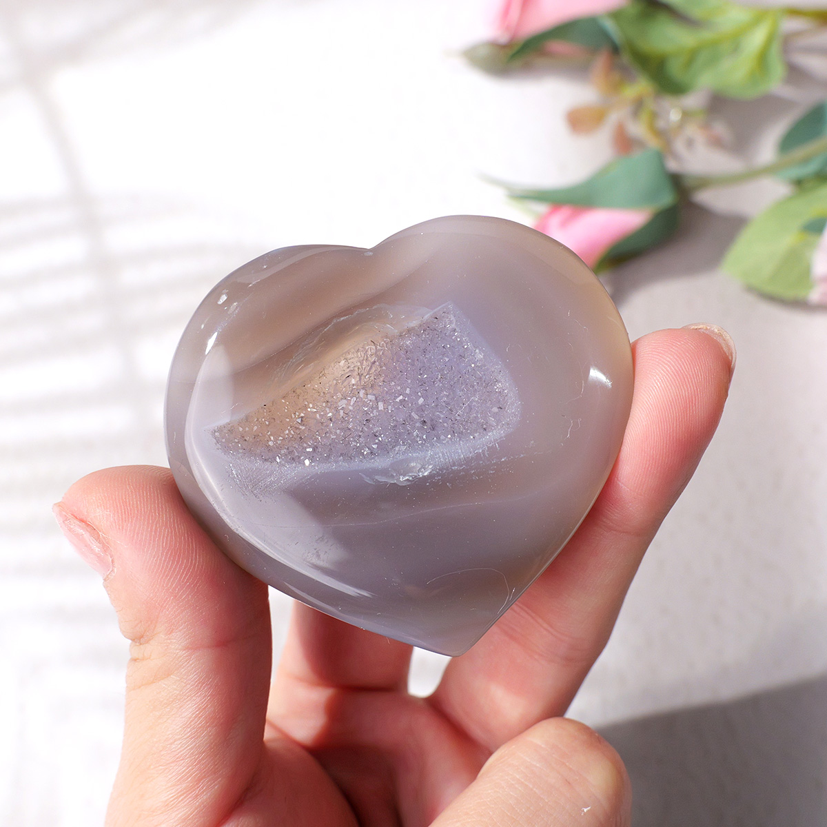 1PC Natural Agate Love Heart S - Art And Craft For Mother'S Day บทวิจารณ์และราคา