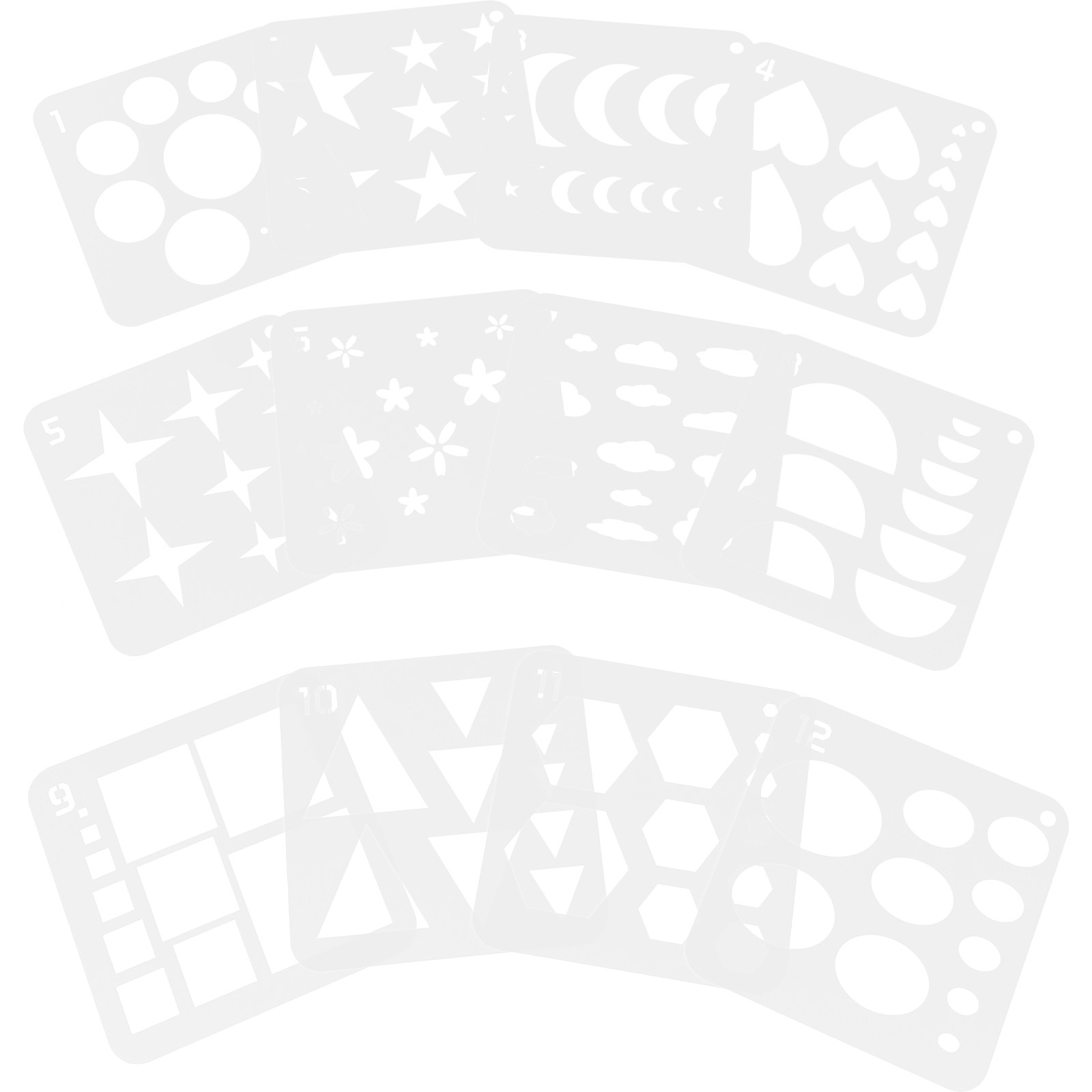 12Pcs Geometric Art Stencils R - Art Craft Template บทวิจารณ์และราคา